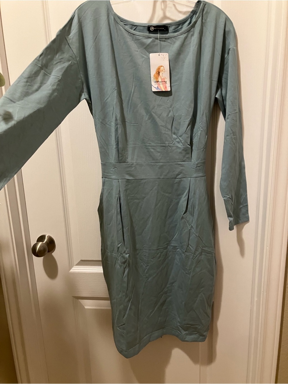 Long Sleeve Sheath Dress in Sage Green - Women